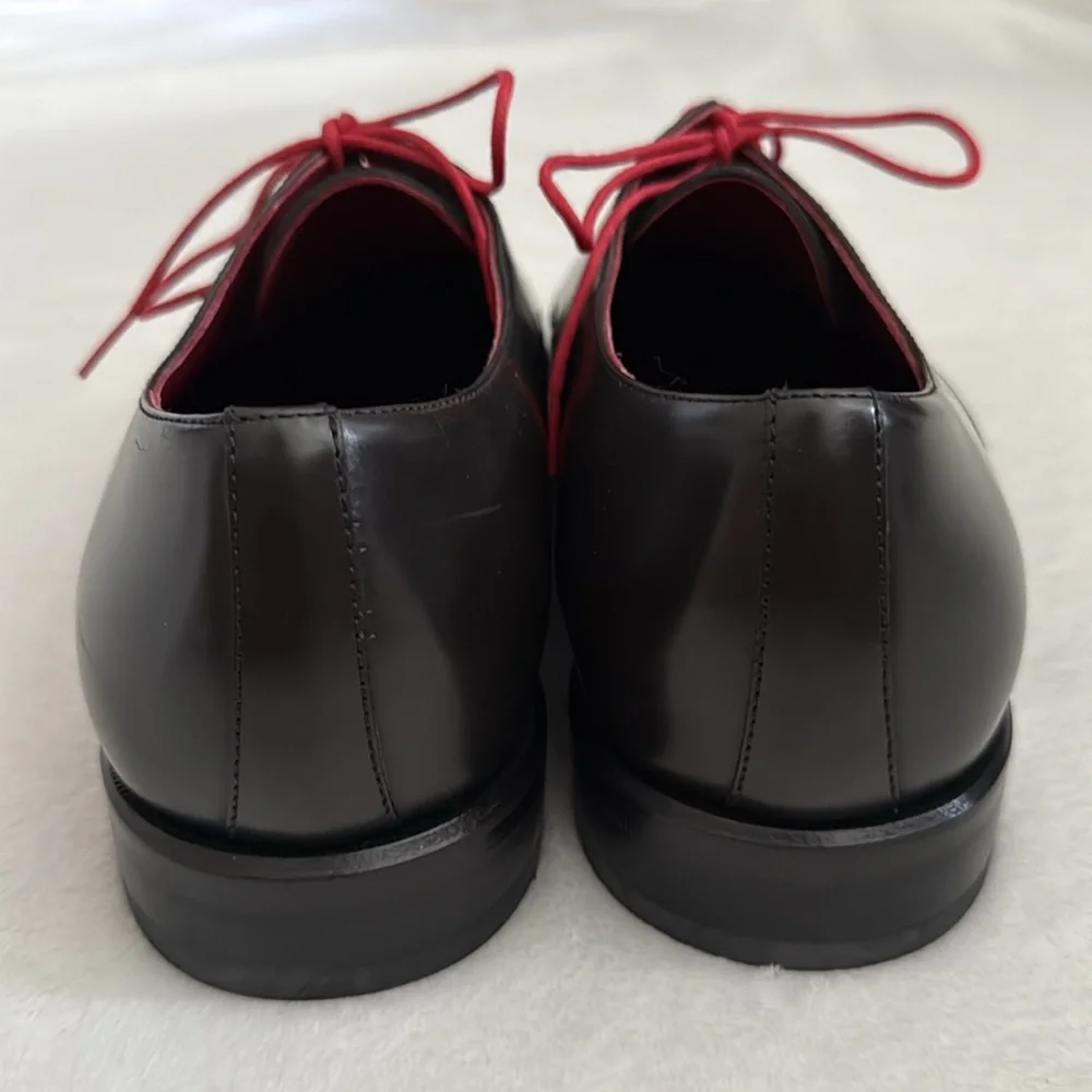 Sam Surin | Bespoke Black Leather Oxfords Red Laces Custom DF Monogram (9.5)